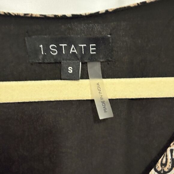 1State Paisley Printed V Neck Ruched Metallic Thread Boho Midi Dress Modest Sz S - Picture 4 of 8